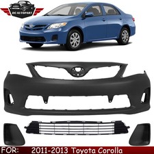 Front Bumper Cover Primed Fog Lights Cover Kit For 2011-2013 Toyota Corolla
