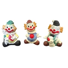 Vintage Set of 3 Artmark Happy Clown Figurines Retro Ceramic 4.5" Made in Taiwan