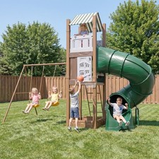 Outdoor Swing Sets for Kids Backyard Outdoor w/ Swings Climbing Ladder Sandbox