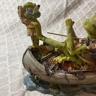 Lg. Whimsical Frog Figurine Tribal Family Fishing Trip. Hand-painted Poly resin — photo 4