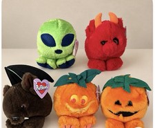 Lot 5 Big 90's Swibco Puffkins Halloween collection plush with Tags Vintage