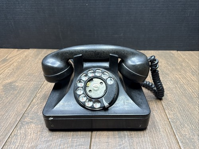 #ad Vintage 1950’s North Electric Rotary Desk Telephone Black $85.00