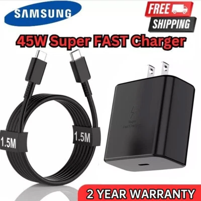 TS 6FT Type Usb-c 45W Super Fast Wall Charger For Samsung Galaxy S23 S22 S21 Plus