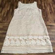 Eliza J Lace Nude Dress with White Floral Overlay Dress Size 14 EUC