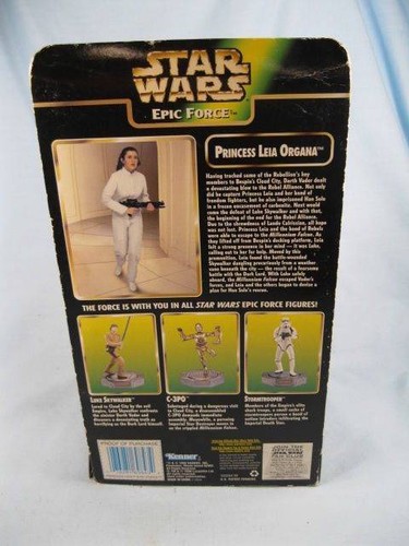 Star Wars Epic Force Princess Leia Action Figure In OB Kenner 1998 Box Wear (O) - Picture 11 of 12