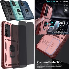 For Samsung S24/Plus/Ultra Case Camera Lens Slide Cover Privacy Tempered Glass