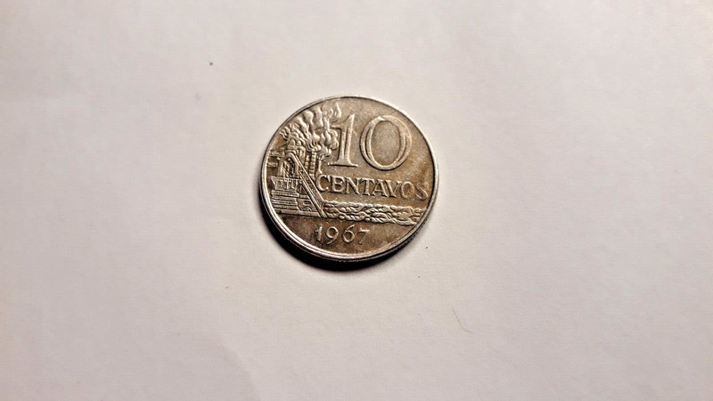 Sale! 1967 Brazil 10 Centavos, Free Shipping -  #C21555NQ 256