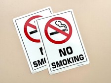 2 x No Smoking Sticker, Office Sign Decal, Indoor Outdoor Use 6 x 9 inch