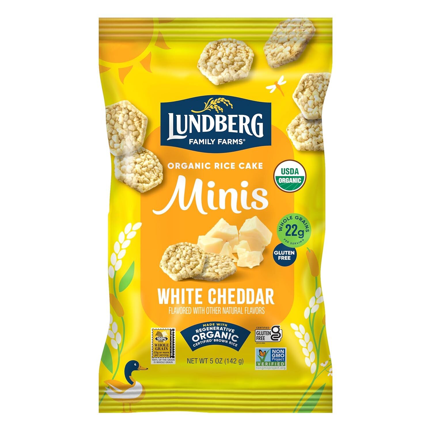 Мини-рисовый пирог с белым чеддером и органическим рисовым пирогом Lundberg Family Farms, 5 унций