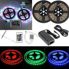 2pcs x 5M 3528/5050 SMD 10M RGB 300LEDs Strip Light 24 44Keys Remote DC Power