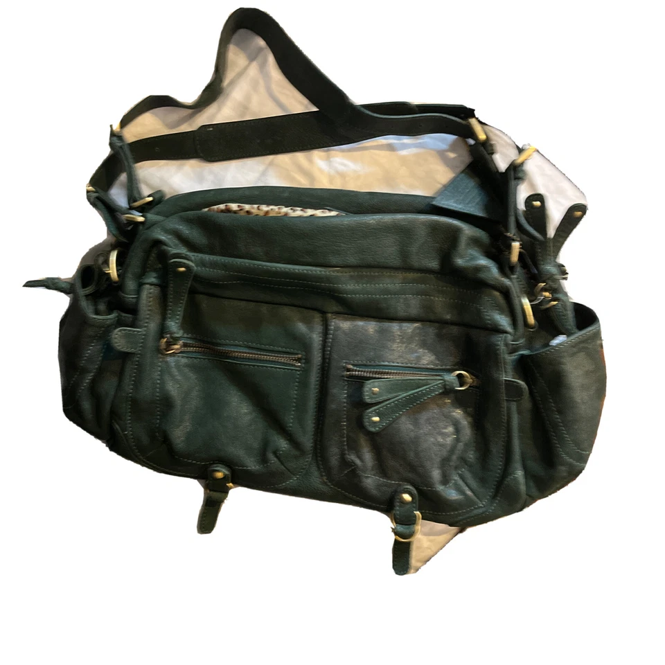 Bolso de Hombro Hobo Mujer Sorial Nueva York Cuero Verde Bolso Boho Flecos Borlas Foto 2 de 4