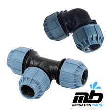 25mm Compression Fittings Elbow, Tee and Elbow 25-1/2" Male for MDPE & LDPE pipe