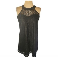 CANDIE'S black lace halter dress
