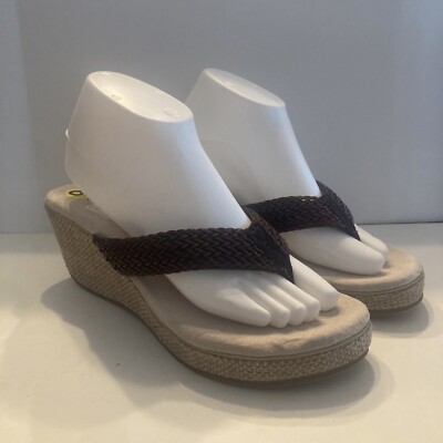 Volatile Size 9 Braided Brown Wedge Flip Flop Sandals NEW Heels