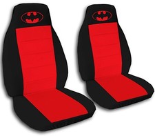 Batman Car Seat Covers In Red Black Velour Front Set