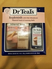 Dr Teal's Replenish with Pink Himalayan Mineral Soak  Foaming Bath Set, New 