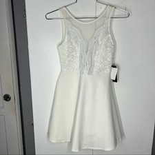 LuLus cute white lace skater dress size small