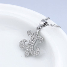 925 Sterling Silver Micro Pave Cubic Zirconia Cross Pendant Necklace 18" Box J17