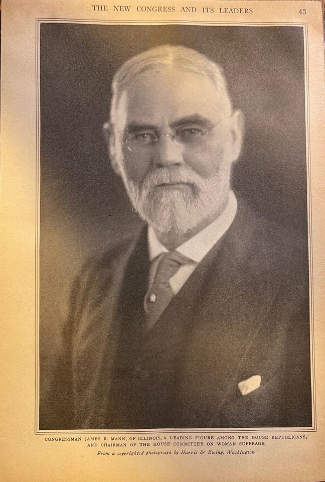 1919 Vintage Magazine Illustration James R. Mann Illinois Congressman ...