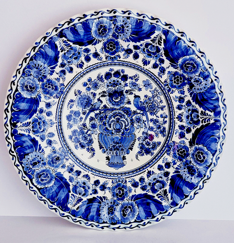 DELFT XXL CHARGER WALL PLATE 18.7 INCHES HAND PAINTED - EXCELLENT RARE - Picture 1 of 6