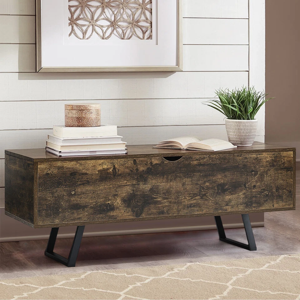 Wooden Ottoman Chest Trunk Toys Blanket Storage Box Window Seat Bench Side Table - Image 3 of 4
