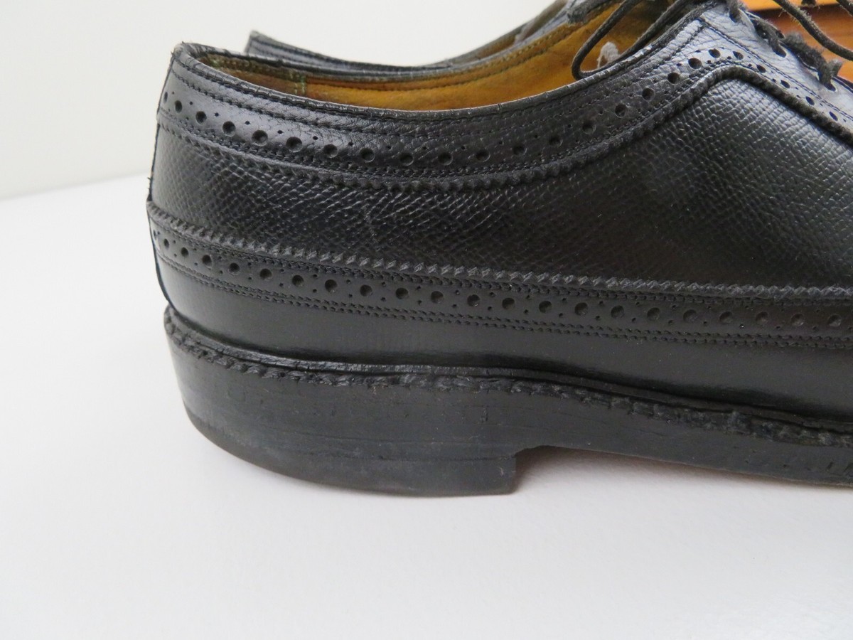 Vintage Florsheim Imperial Black Longwing EH Code V Cleat Men\'s 11D Vintage 70s Florsheim Imperial Leather V-Cleat Longwing  main image 2
