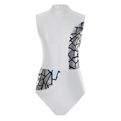 DE iEFiEL Damen Glitzer Body Gymnastikbody mit Strass ärmellos Turnbody Leotard