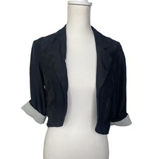 Hy  dot Rory Beca  silk cotton blazer bolero gray and black size small S