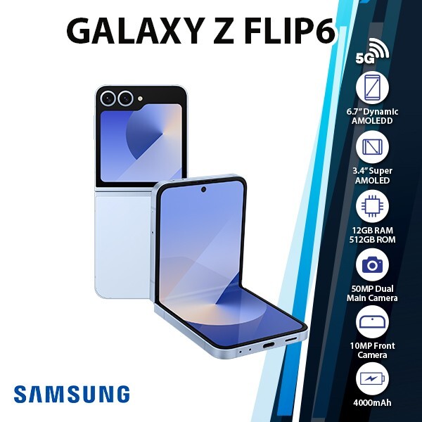 Samsung Galaxy Z Flip6 5G Android Cell Phone (Blue/12GB+512GB/Dual