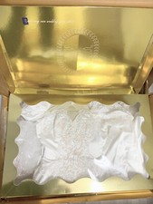 Vintage White/Ivory Satin  Lace pearl Wedding Gown Dress veil Size 12 In Box