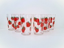 Lot de 6 verres vintage rétro modèle fraises Arc verres à orangeade Arcoroc 1980