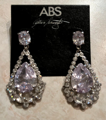 ABS by Allen Schwartz Designer Crystal Chandelier Earrings  2.6  NWT