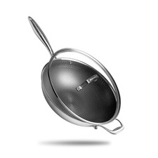 Reishunger Premium Wok en Acier Inoxydable - 32 CM Diamètre - Au