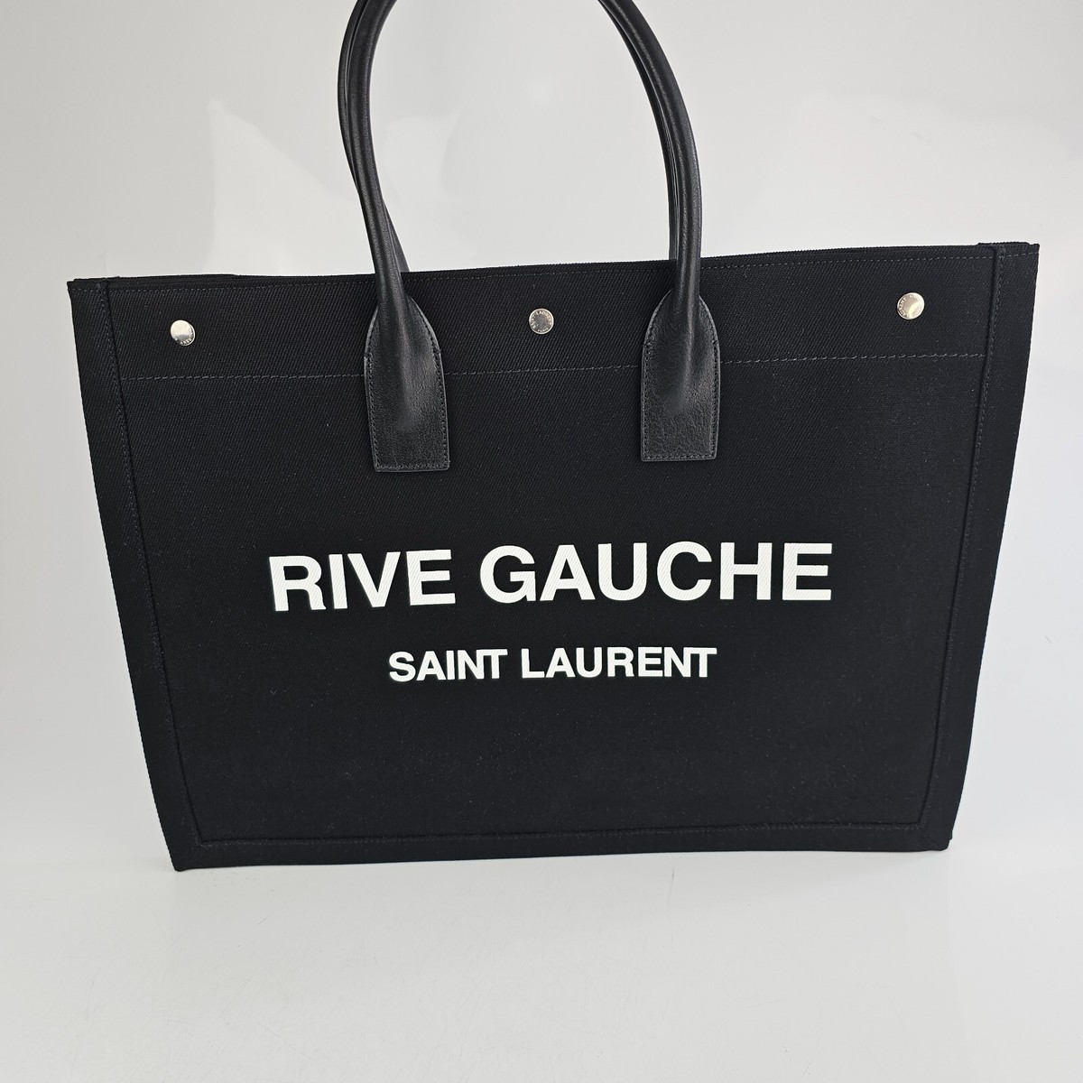 Saint Laurent Rive Gauche Black Canvas Tote Bag New | eBay