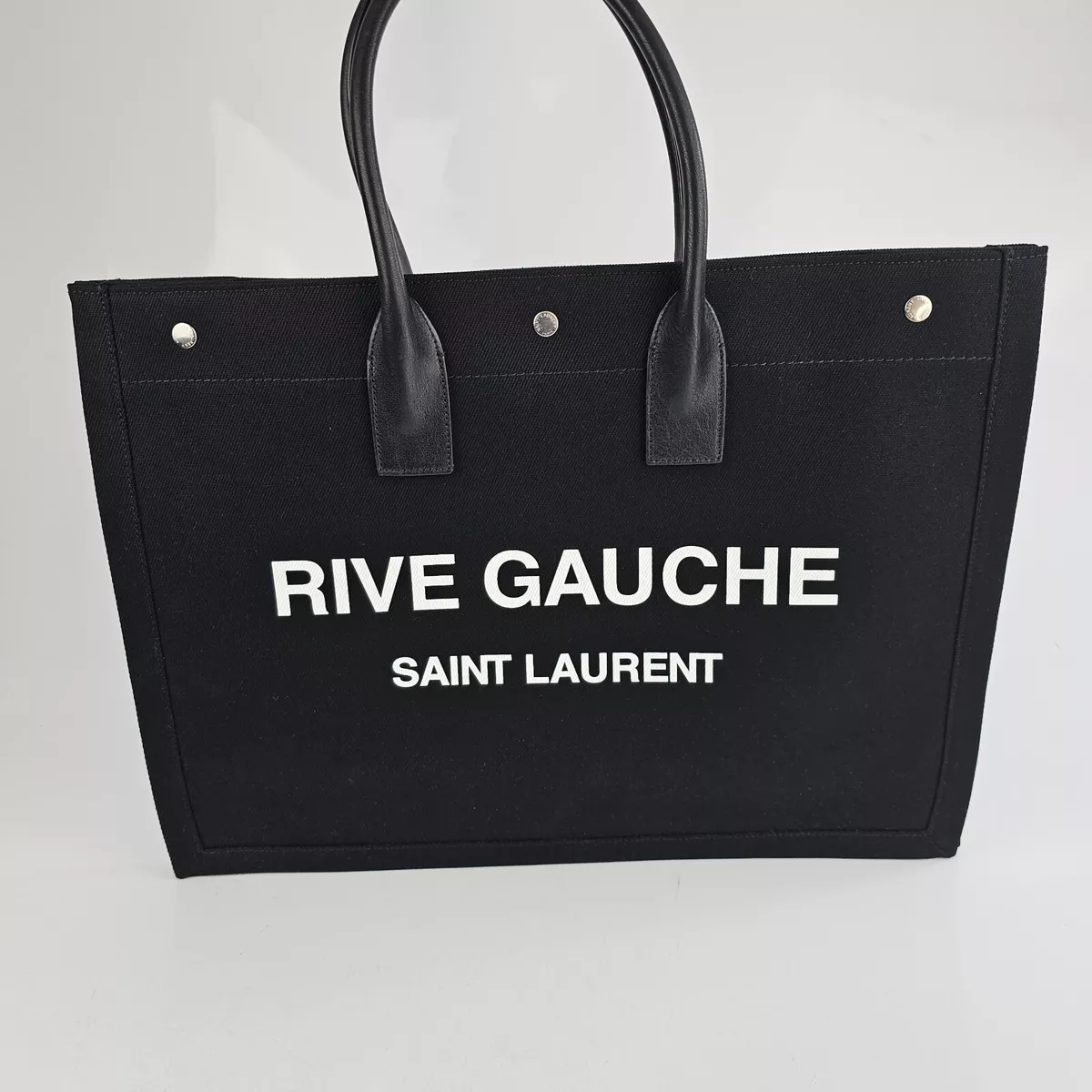 SAINT LAURENT: Rive Gauche recycled canvas bag with logo - Black