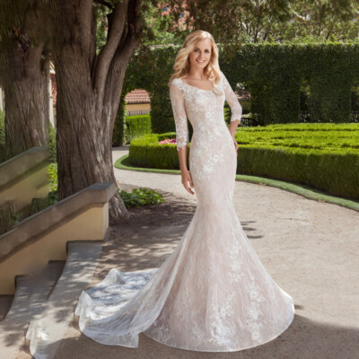 chinese dress ladies Jovani Bridal JB02579 Size 8 Long Sleeve Lace Mermaid Wedding Dress Backless V Neck main image 0
