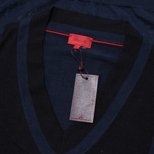 Isaia NWT V-Neck Sweater Size Large in Blue Cashmere  Silk Blend