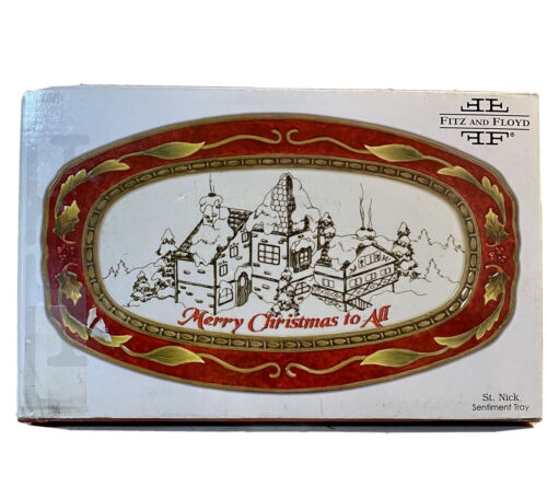 Fitz and Floyd Ceramic St. Nick Sentiment Tray Merry Christmas to All 2008 NIB - Picture 2 of 7