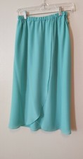 Vintage Wrap Front Skirt Teal Blue Green Size 10 NWT Flowy New W/Tags Old Stock