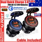 Car Dual USB 12V-24V Charger Quick Charge QC 3.0 Socket Power Outlet