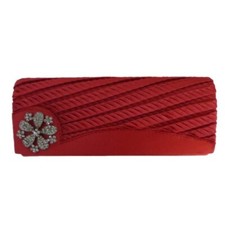 Red Party Satin clutch bag woman With Rhinestones/studs