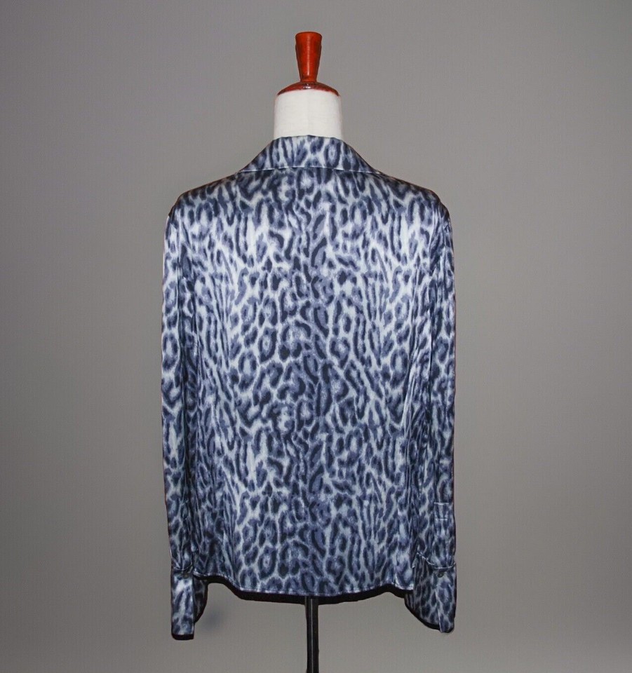 LAFAYETTE 148 New York Women's 12 100 Silk Black Gray Leopard Print