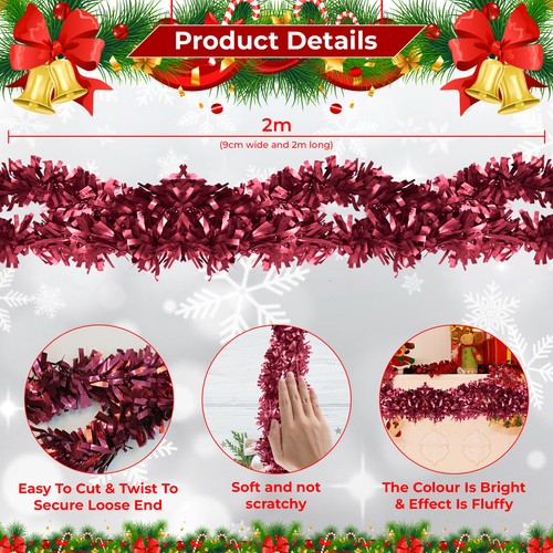 Chunky Tinsel Christmas Tree Xmas Party Decoration Garland Celebrations 2M - Picture 61 of 71