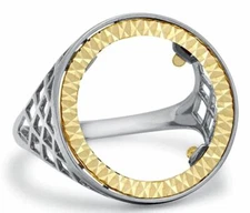 Sterling Silver Full Sovereign Ring Mount with 9ct Gold Bezel