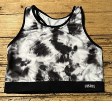 Justice Sports Girls Bras Size 38 Oh So Soft Seamless Black Tie Dye Gray/Black