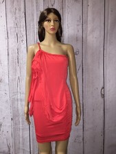 NIKIBIKI RED One Shoulder Mini Bodycon Ruffled Front Dress Women Size Options