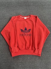 Vintage Adidas Trefoil Logo Sweatshirt Red Crewneck Made in Korea