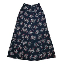 Vintage 90s Black Floral Button Front Maxi Skirt Size 5 Whimsigoth Fairy Grunge