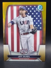 🔥⚾2023 Bowman Chrome Jeff McNeil WBC Flag Variations Gold Refractor #/50 USA⚾🔥