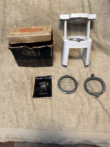 Vtg Veg-O-Matic Cutter 1961 in Original Box w/2 Blades & Instructions